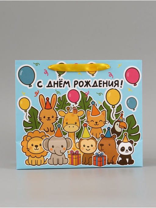 Цена за 2 шт. Пакет подарочный ламинированный «С Днём рождения», ML 27×23×11.5 см, горизонтальный