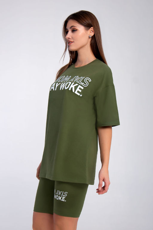 Арт. 5733 Костюм с велосипедками 42-50 (5 шт) Цвет:верх-хаки, низ-хаки