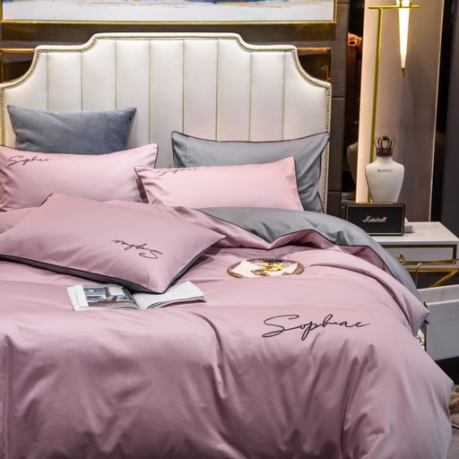 КПБ Mency однотонный с вышивкой MENO017 1.5 спальный