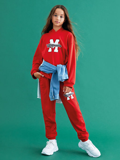 Kap??onlu Bask?l? Uzun Kollu K?z ?ocuk Sweatshirt - Waikiki фото 2