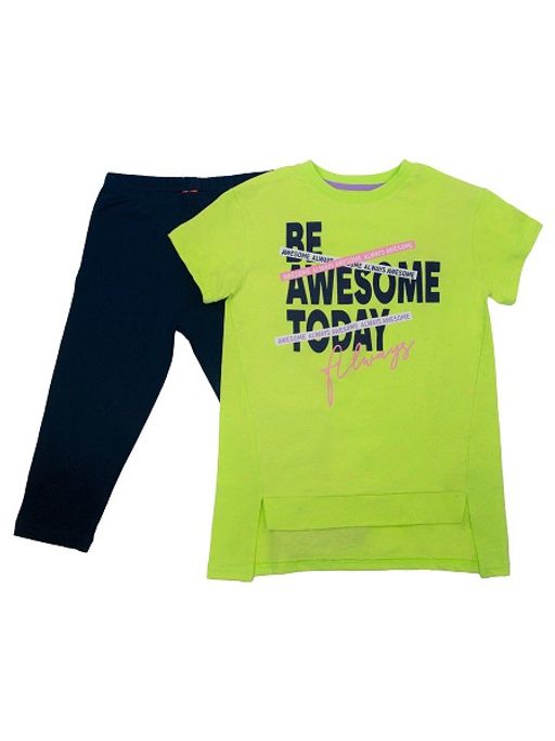 CRB wear/CSJG 90104-36-322 Комплект для девочки (платье типа туника, бриджи),лайм/Ex.Cherubino