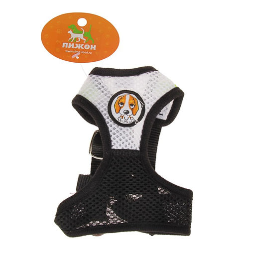 Шлейка регулируемая дышащая, светоотражающая, размер XL (ОШ 48-68; ОГ 58-72 см), чёрная - Пижон фото 6