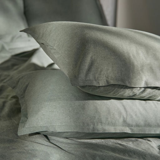 Наволочка SL Home «Деним», 70×70+2 см, оливковая, жатый хлопок