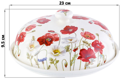 Блинница 23*23*9,5 см "Маки" фарфор NEW BONE CHINA