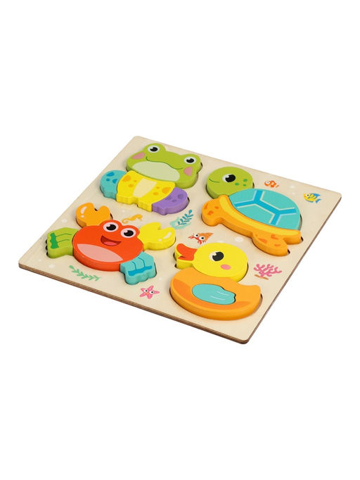 Развивающий 3D пазл «Зверята», деревянный