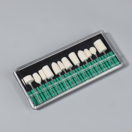 Фрезы войлочные для маникюра в пластиковом органайзере, 12 шт.