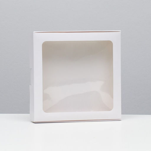 Коробка самосборная, белая, с окном, 21×21×3 см