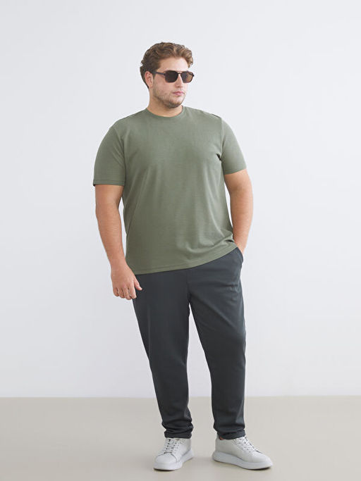 B?y?k Beden Bisiklet Yaka Penye Erkek Ti??rt