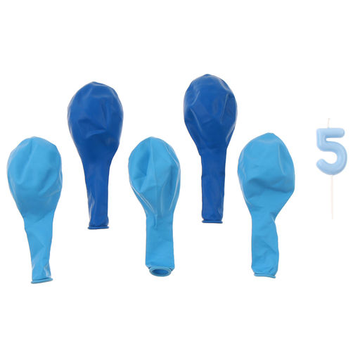 Свеча для торта, цифра 5 + воздушные шары, 5 шт, голубой - Страна карнавалия фото 3