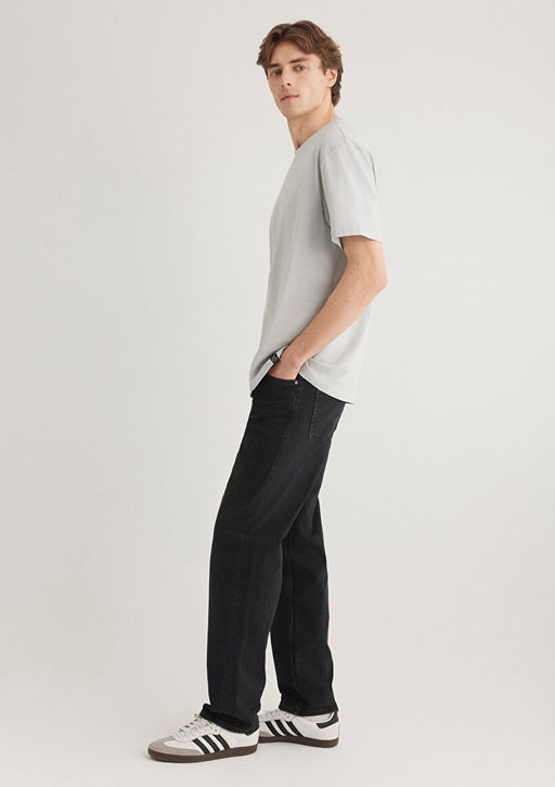 Etiket Detayl? Gri Basic Tisort - Mavi фото 2