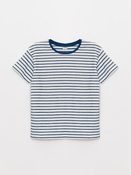 Rahat Kal?p Bisiklet Yaka ?izgili Erkek ?ocuk Ti??rt