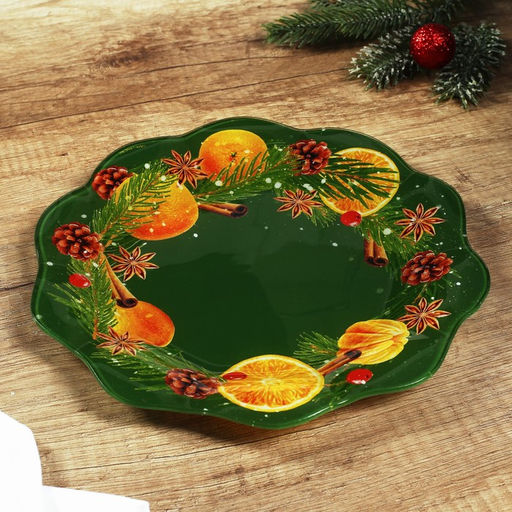 Тарелка плоская новогодняя Апельсины, d=23 см