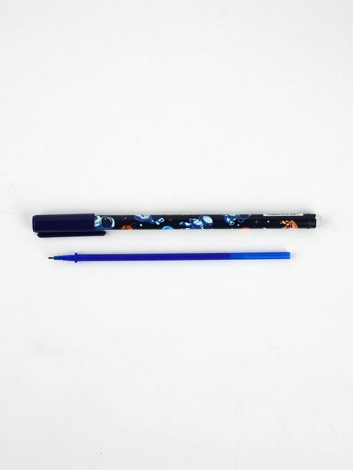 Цена за 10 шт. Ручка пластик пиши-стирай с колпачком "Космонавт", синяя паста, гелевая 0,5 мм