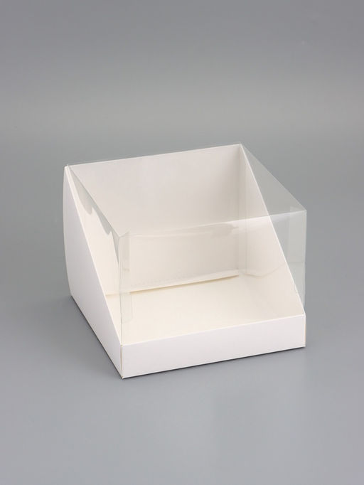 Коробка под бенто-торт, белая, с прозрачной крышкой, 18×18×14 см