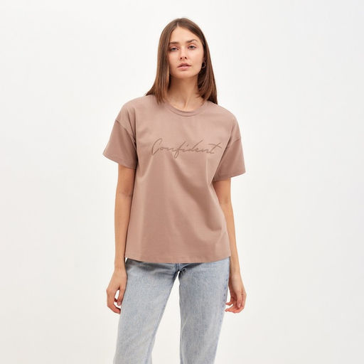 Футболка женская MINAKU Confident бежевая, размер 44