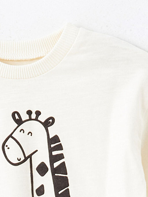 Bisiklet Yaka Uzun Kollu Bask?l? Erkek Bebek Ti??rt ve E?ofman Alt 2li Tak?m - Waikiki фото 3