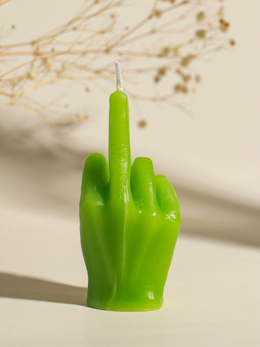 Свеча интерьерная "Жест - fuck" зелёная 4,7х5х9,5 см