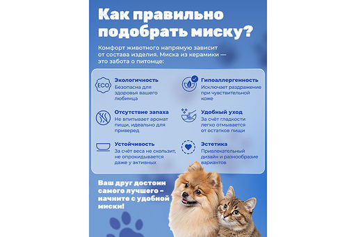 Набор 2 мисок для домашних питомцев 450 мл 28*14,5*6,5 см, с бамбуковой подставкой, белая - Elan gallery фото 4