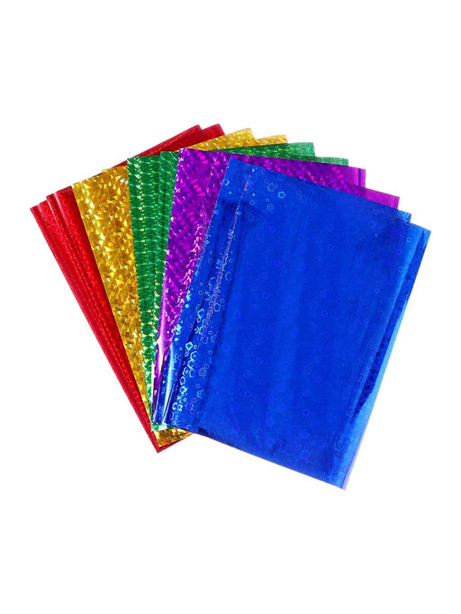 Бумага цветная формат А4, 10 листов, 5 цветов, самоклеящаяся голография