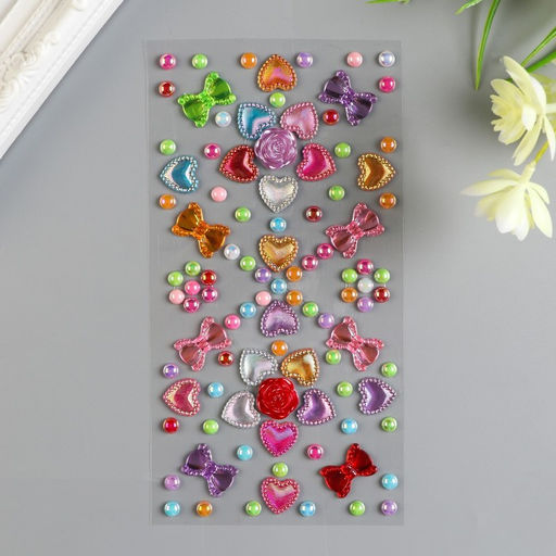 Наклейка пластик стразы Розочки и бантики МИКС 25х10 см - Арт узор фото 2