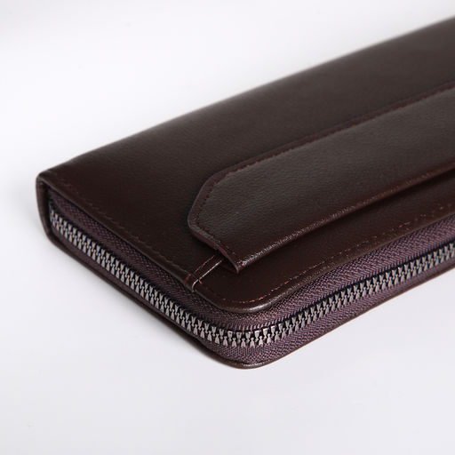 Портмоне-клатч мужской на молнии, с ручкой, коричневое