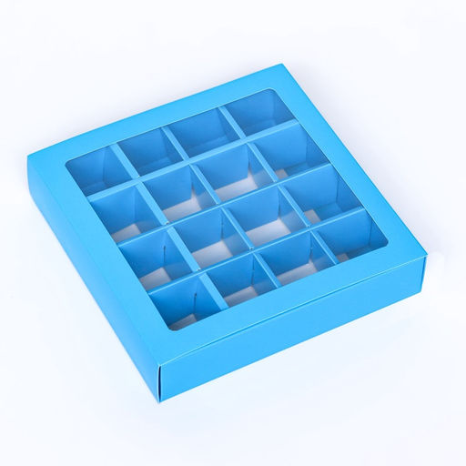 Коробка для конфет, 16 шт, голубая, 17,7 х 17,7 х 3,8 см - UPAK LAND фото 3