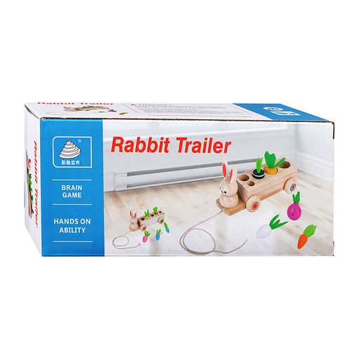 Каталка-сортер Зайчонок с тележкой в коробке - Щепочка фото 5