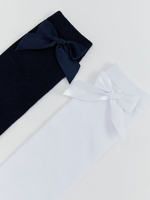 Fiyonk Detayl? K?z ?ocuk Diz Alt? ?orap 2li