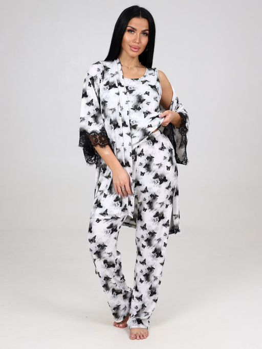 600-ХП ЖЕНСКИЙ КОМПЛЕКТ ТРОЙКА (Бабочки на белом) - А-дина фото 3