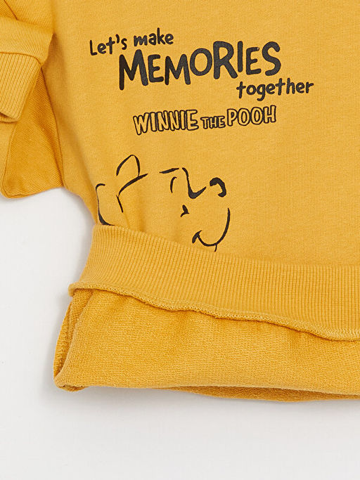 Bisiklet Yaka Uzun Kollu Winnie the Pooh Bask?l? Erkek Bebek Sweatshirt ve Pantolon 2li Tak?m - Waikiki фото 3