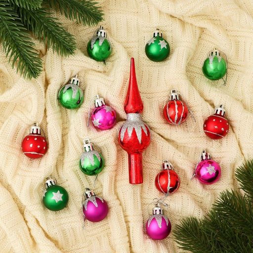 Ёлочные игрушки Сочельник. Краски, новогодние, набор 15 шт.