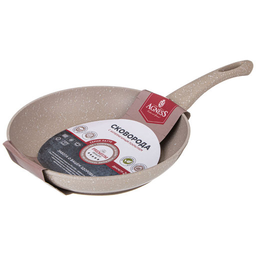 СКОВОРОДА AGNESS С АНТИПРИГАРНЫМ ПОКРЫТИЕМ LATTE, 24Х4,8СМ  фото 3