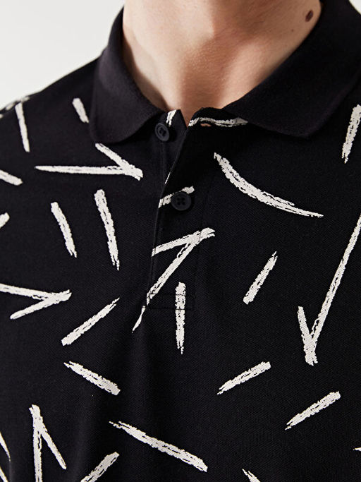 Polo Yaka K?sa Kollu Desenli Pike Erkek Ti??rt