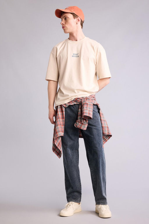 %100 Pamuk Boxy Fit S_rt Bask_l_ Ti__rt - Defacto фото 2