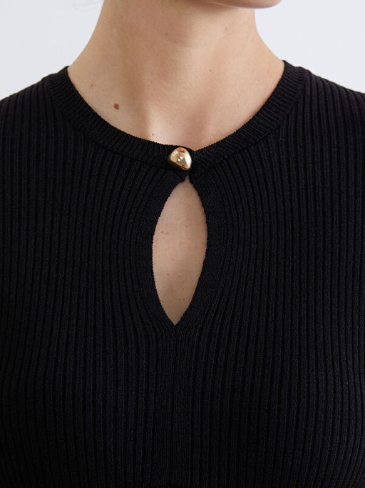 Bisiklet Yaka Triko Elbise