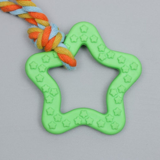 Игрушка жевательная с канатом Звезда с хвостом, зелёная - Пижон фото 4