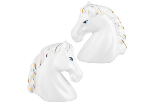 Набор для специй 2 предмета 6*4*7 см Лошади белая с золотом, фарфор - Elan gallery фото 3