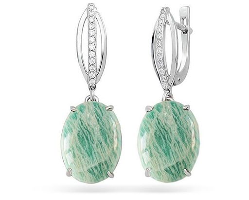 Серьги из серебра амазонит, С1166