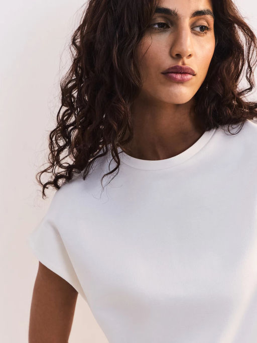 Футболка со спущенным плечом из хлопка ZR2605013412-2 / Zarina