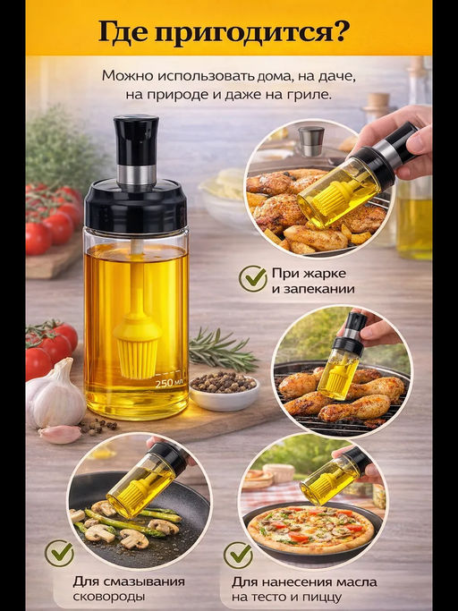 61331 Емкость для масла с силиконовой кисточкой