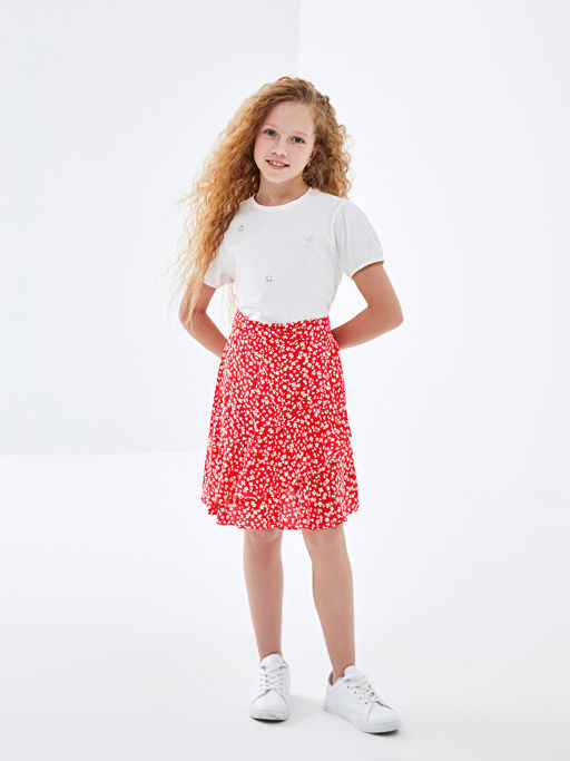 Beli Lastikli ?i?ekli K?z ?ocuk Etek - Waikiki фото 5