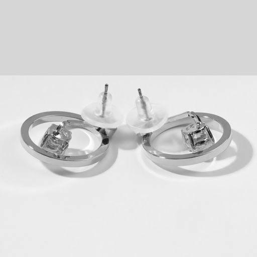 Серьги со стразами Трансформер 2в1, цвет белый в серебре - Queen fair фото 3