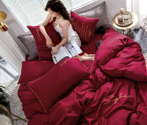 КПБ Mency однотонный с вышивкой MENO015 Семейный