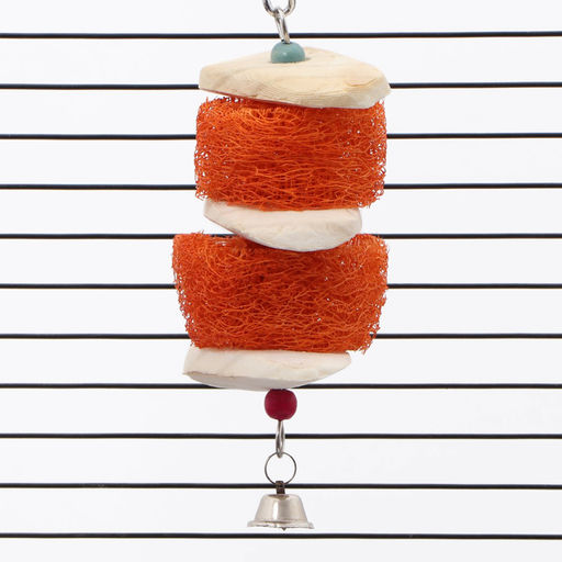 Игрушка с панцирем каракатицы, люфой и колокольчиком, 20 х 5 см, оранжевая - Пижон фото 5