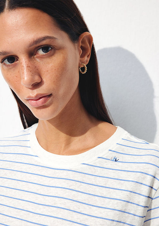 Keten Kar?s?ml? Mavi Tisort  фото 6