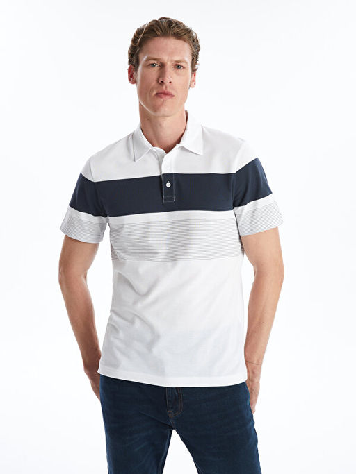 Polo Yaka K?sa Kollu ?izgili Erkek Ti??rt