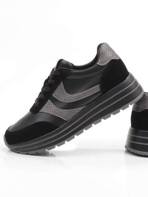 03-A1003-4 BLACK Кроссовки женские (натуральная кожа, натуральная замша) - Фабричный китай фото 11