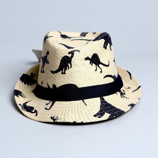 Панама детская соломенная для мальчика «Динозаврики», р-р 52-54