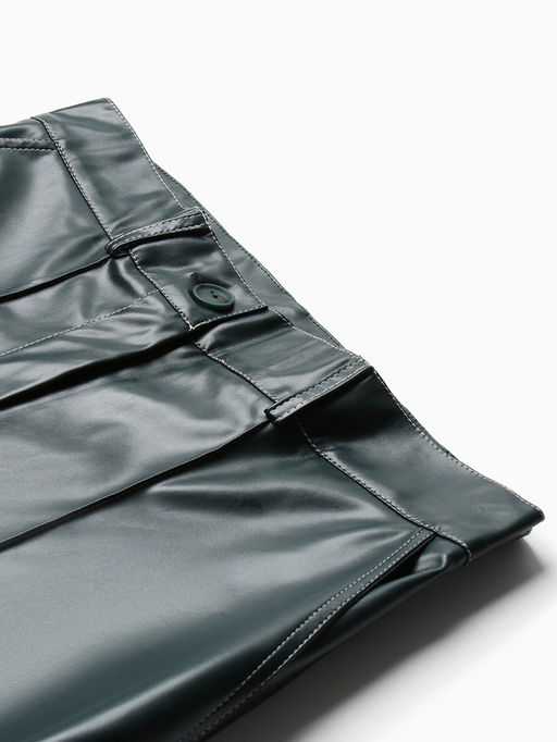 Брюки женские из экокожи MINAKU: Eco leather, зелёные, размер 44