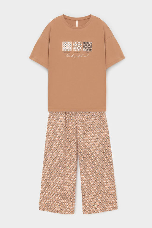 Е 20157/индийский загар,геометрический орнамент пижама жен